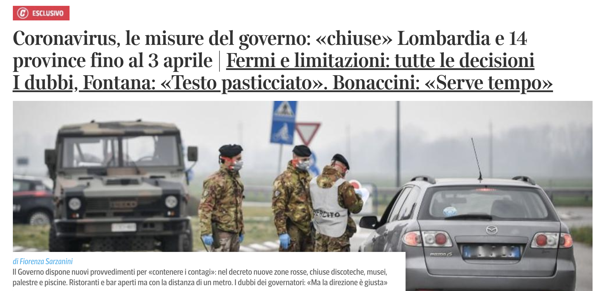 screenshot del Corriere